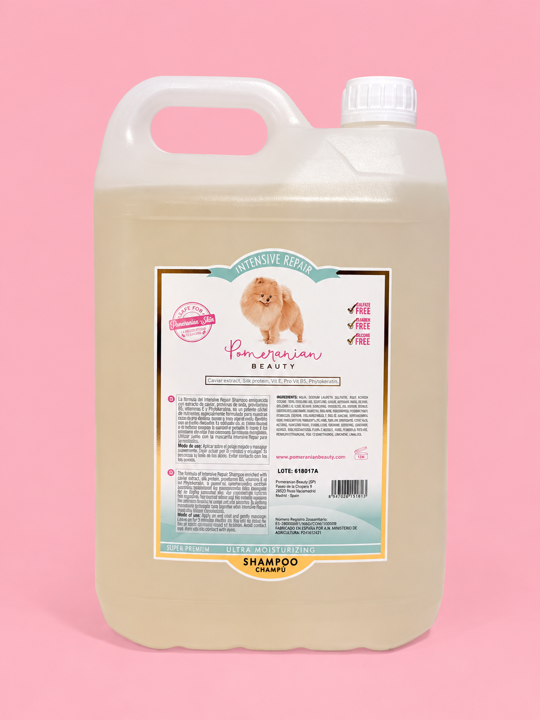 Champú para Pomerania Hidratante Reparación Intensiva 5 Litros